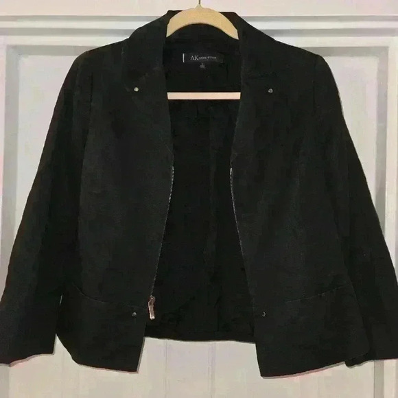 Anne Klein Womens Linen Cotton Blend Jacket Navy Size 8 - Picture 3 of 14